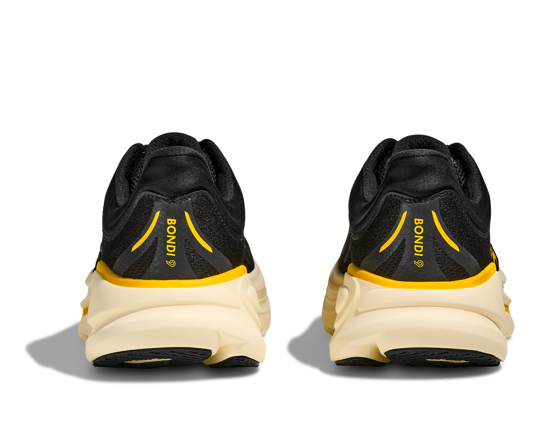hoka bondi 9 men's | carbon black / yellow gold