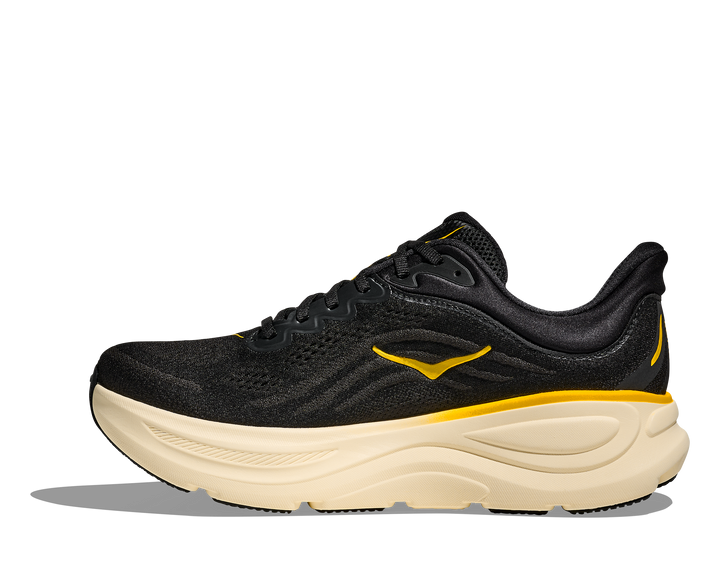 hoka bondi 9 men's | carbon black / yellow gold
