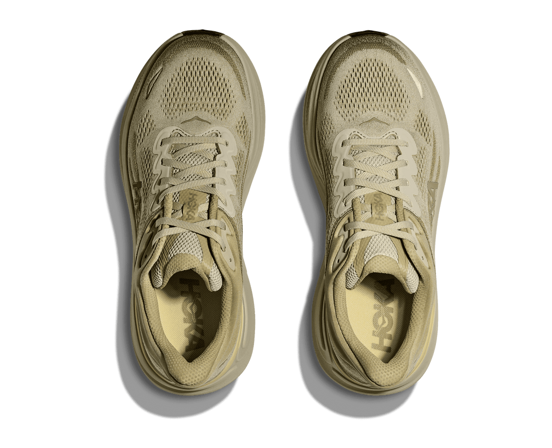 hoka bondi 9 men's | grassland / oyster mushroom