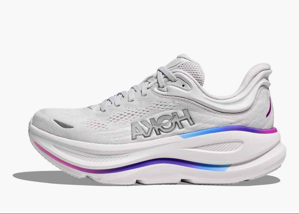 hoka bondi 9 wide women's | cosmic grey/white