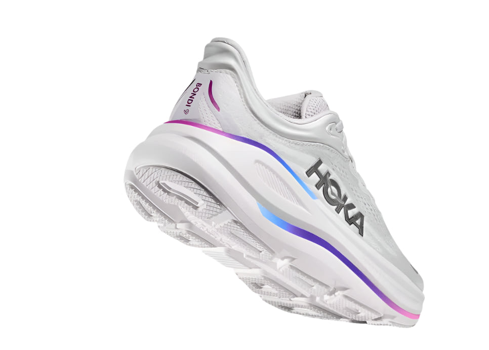 hoka bondi 9 wide women's | cosmic grey/white