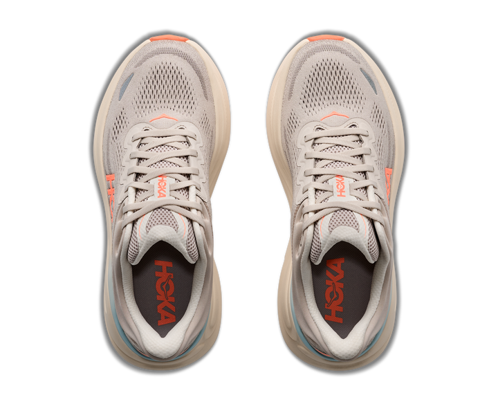 hoka bondi 9 wide women's | river rock grey mineral ore