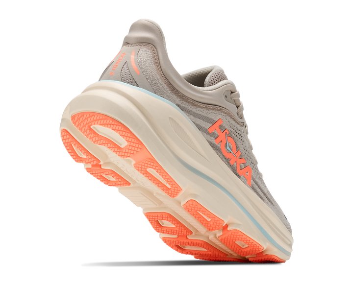 hoka bondi 9 wide women's | river rock grey mineral ore