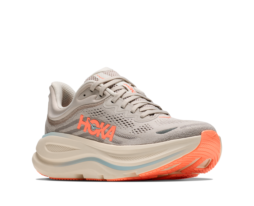 hoka bondi 9 wide women's | river rock grey mineral ore