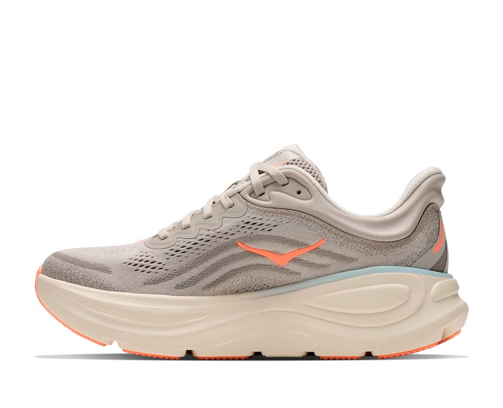 hoka bondi 9 wide women's | river rock grey mineral ore