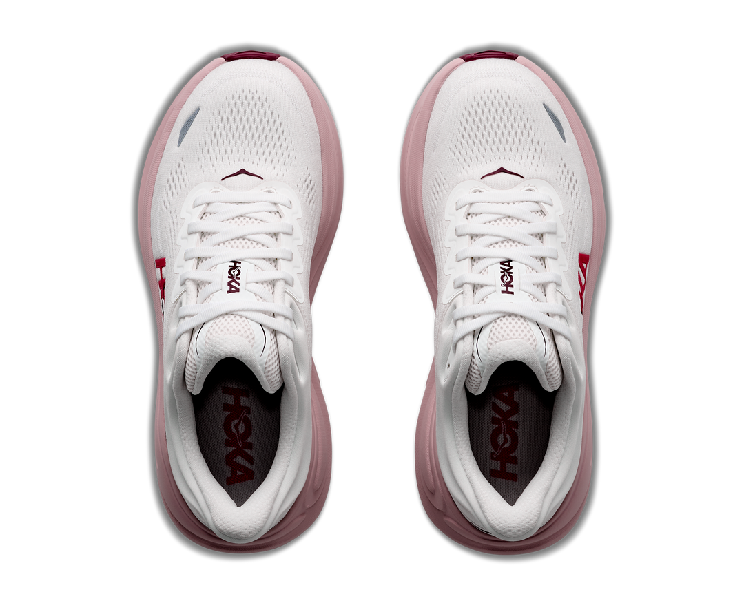 hoka bondi 9 wide women's | white pink opal