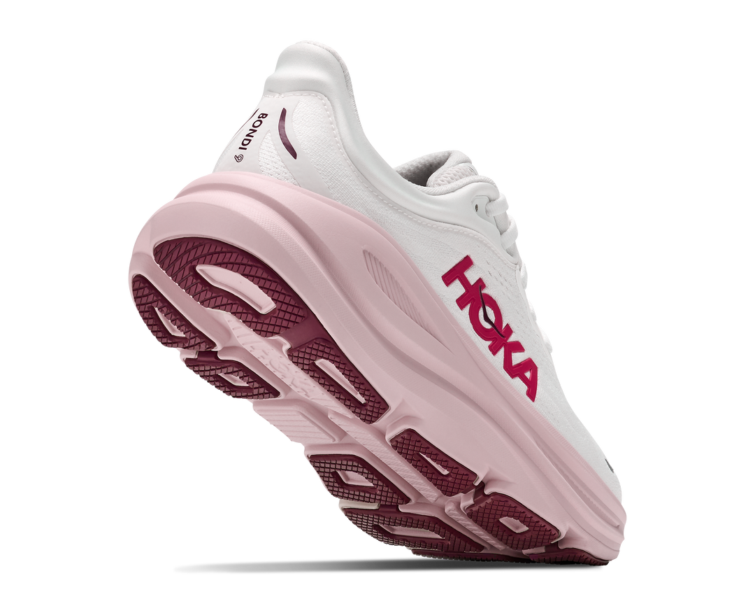 hoka bondi 9 wide women's | white pink opal