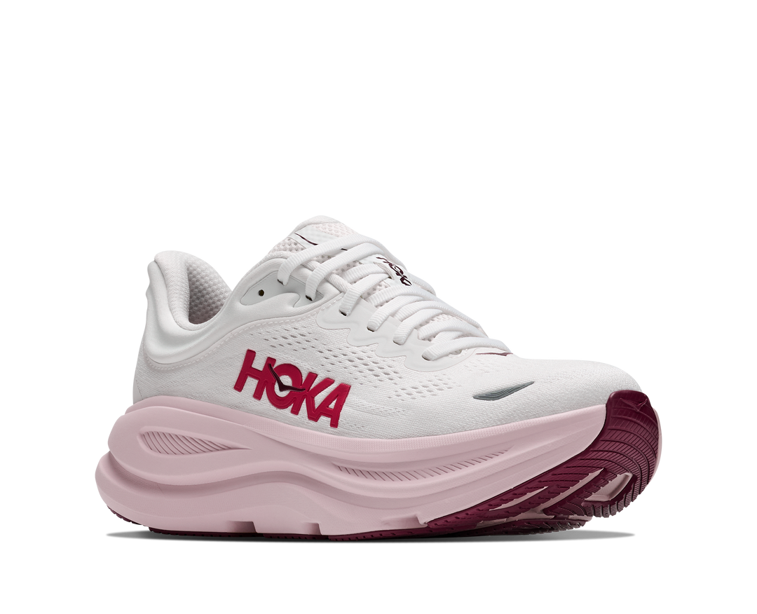 hoka bondi 9 wide women's | white pink opal