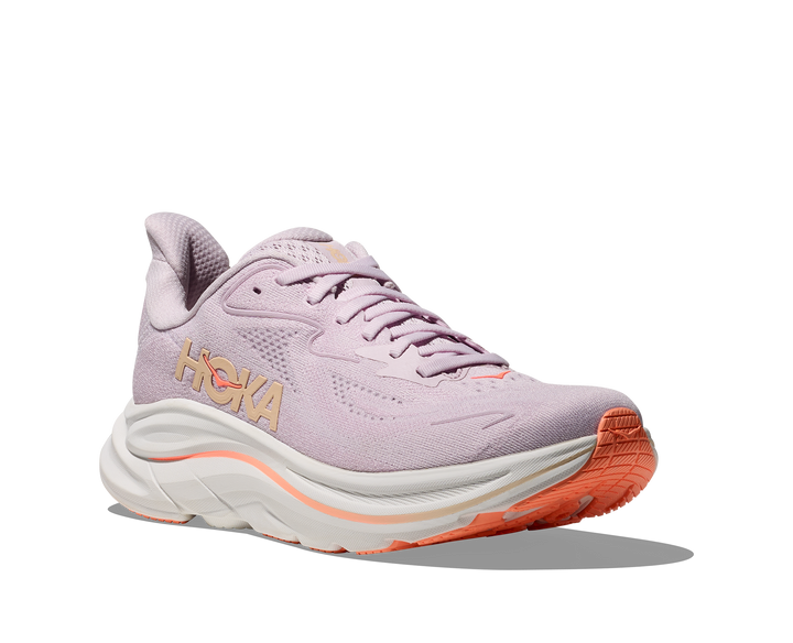 hoka clifton 10 women's | lilac cream / tangerine glow