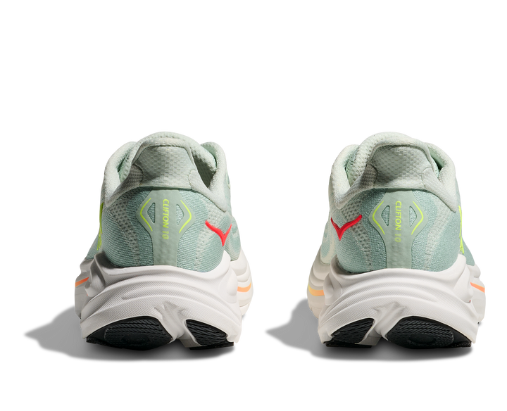 hoka clifton 10 women's | sea glass / neon flame