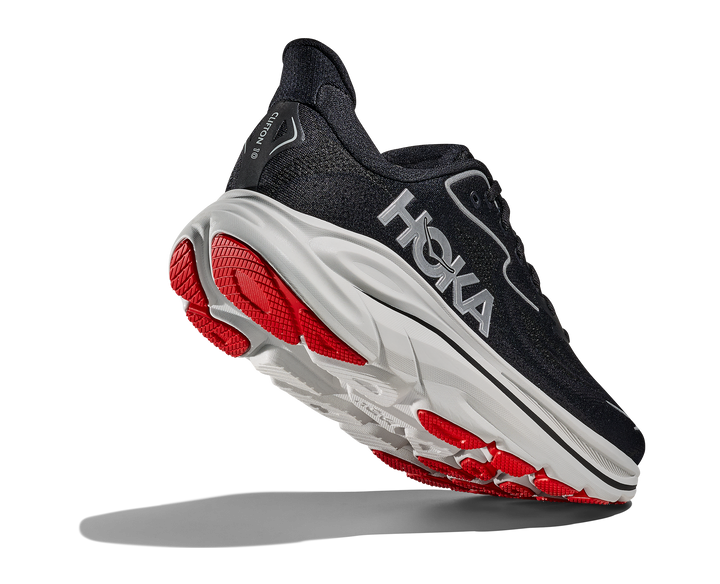 hoka clifton 10 wide men's | black / silver