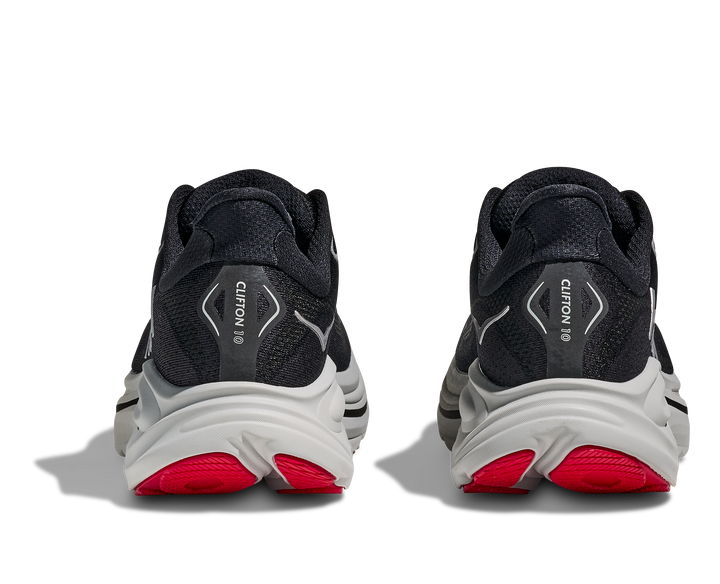 hoka clifton 10 wide men's | black / silver