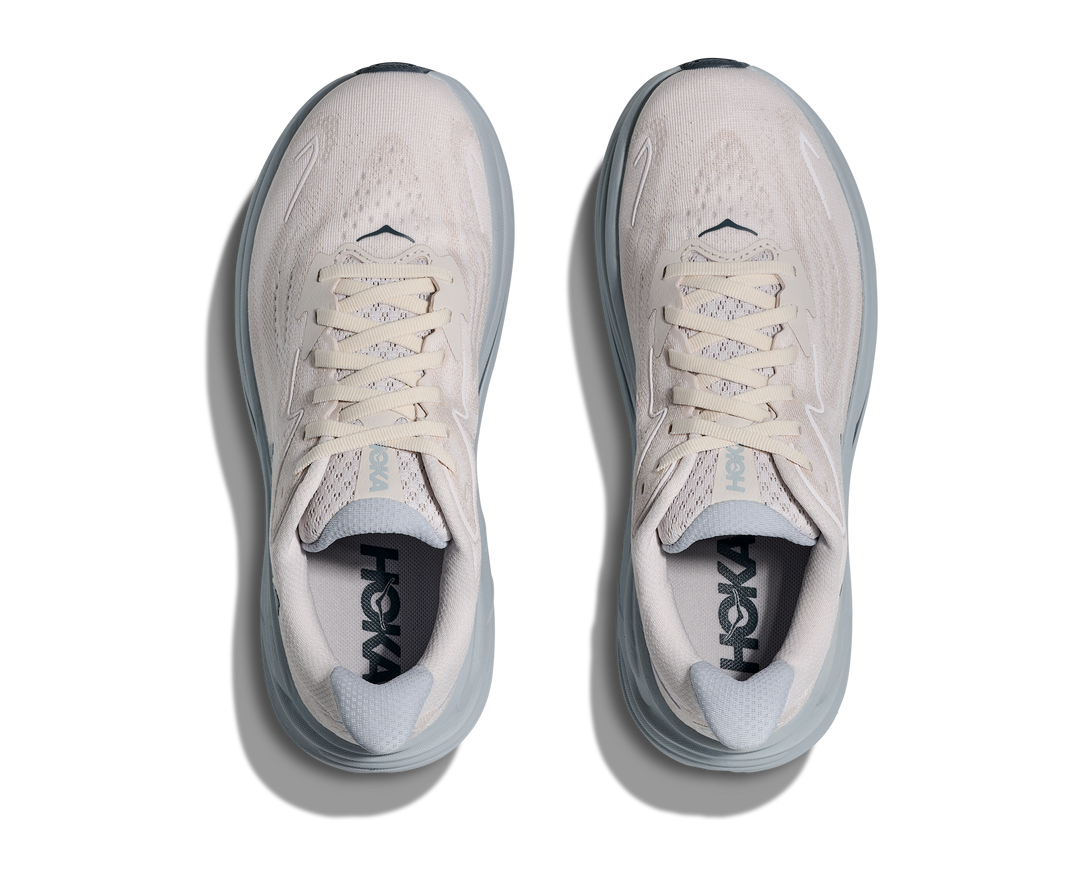 hoka clifton 10 wide women's | grout / mineral blue