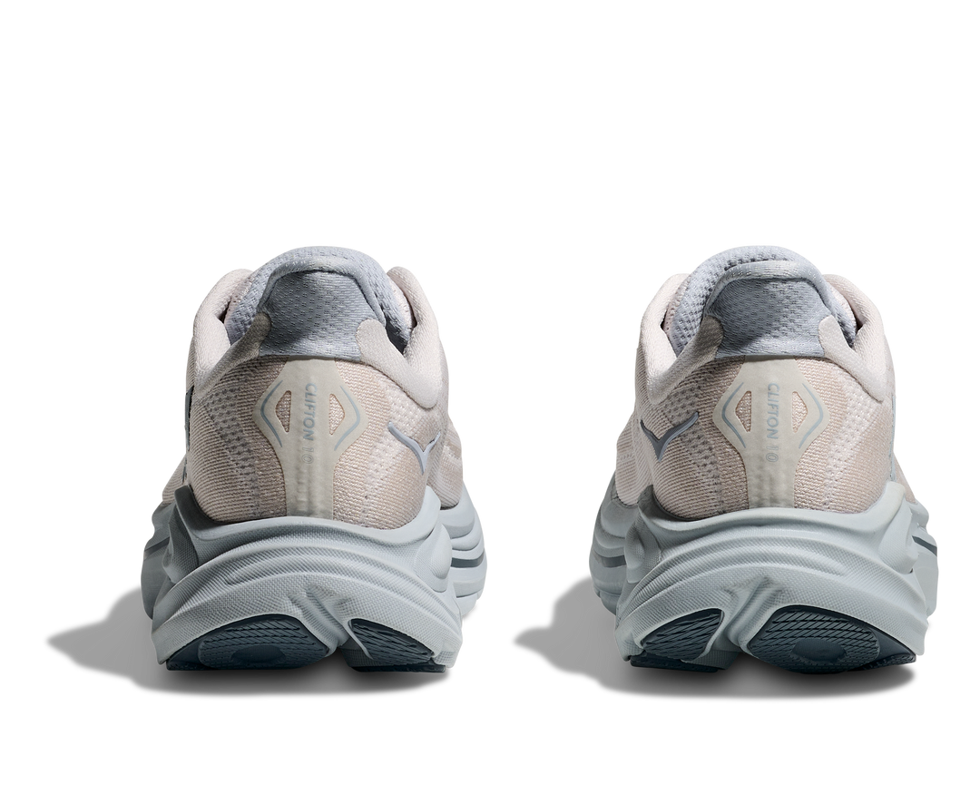 hoka clifton 10 wide women's | grout / mineral blue