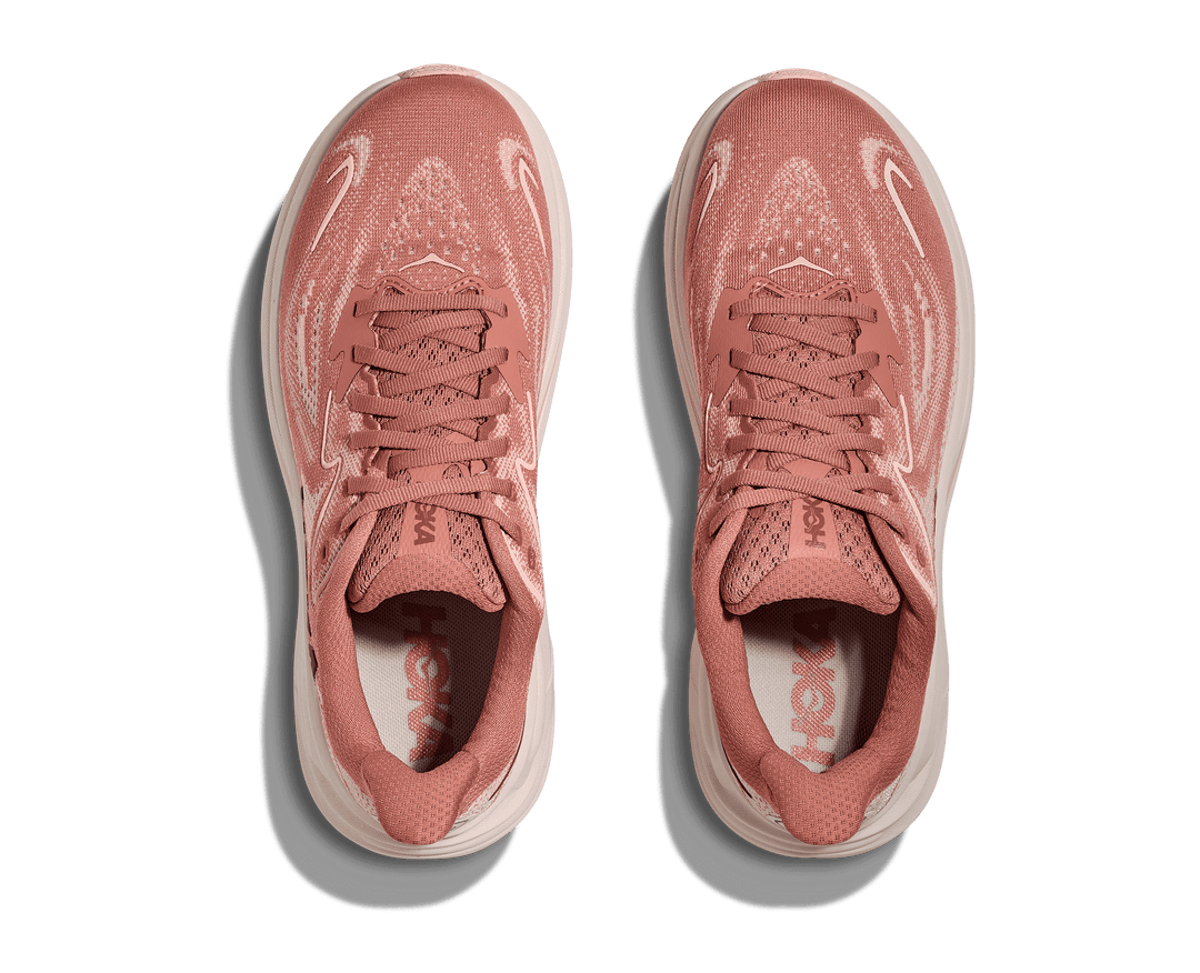 hoka clifton 10 wide women's | blush / rose latte