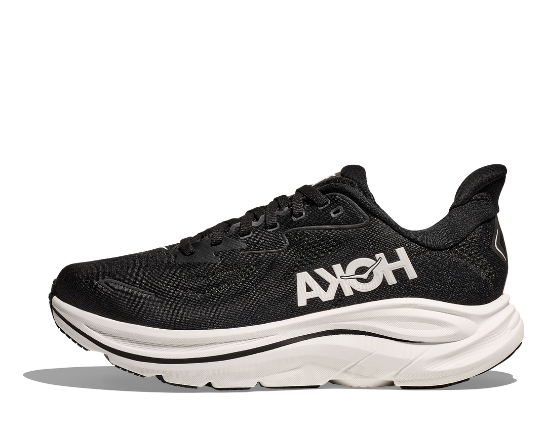 hoka clifton 10 extra wide men's | black/white