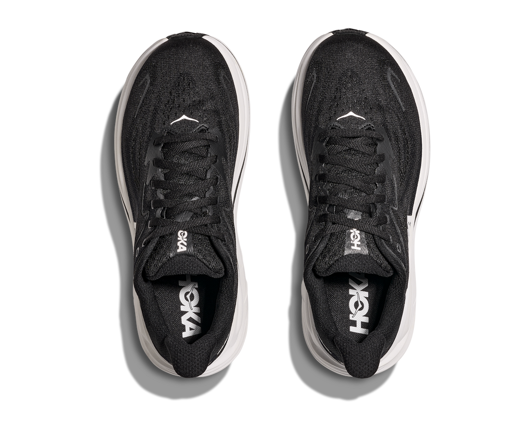 hoka clifton 10 extra wide men's | black/white