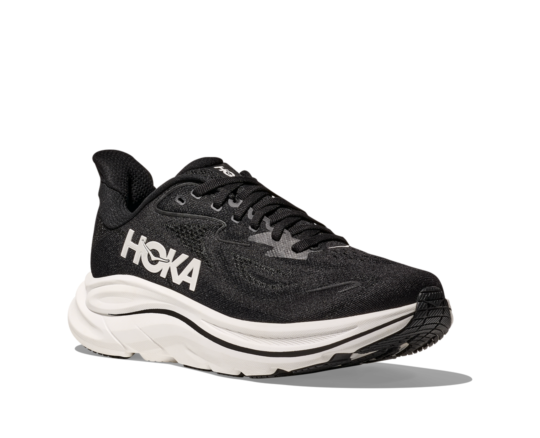 hoka clifton 10 extra wide men's | black/white