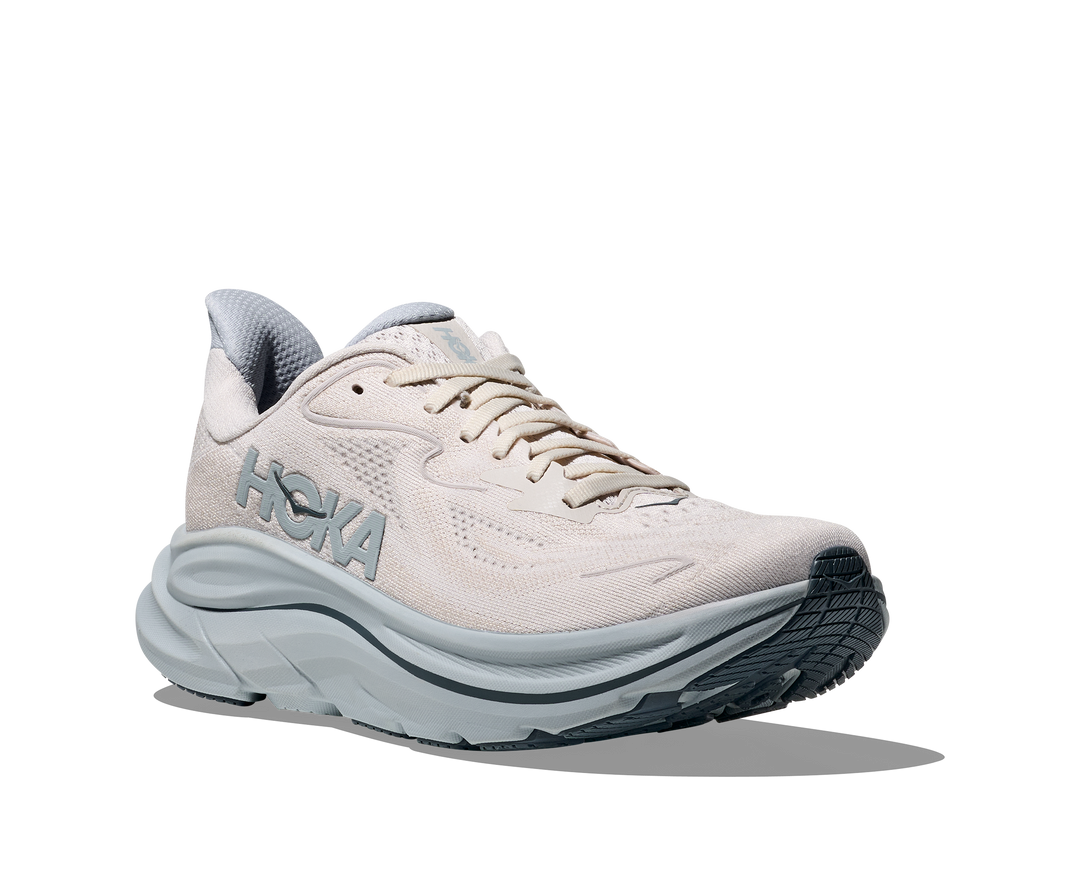 hoka clifton 10 extra wide women's | grout / mineral blue