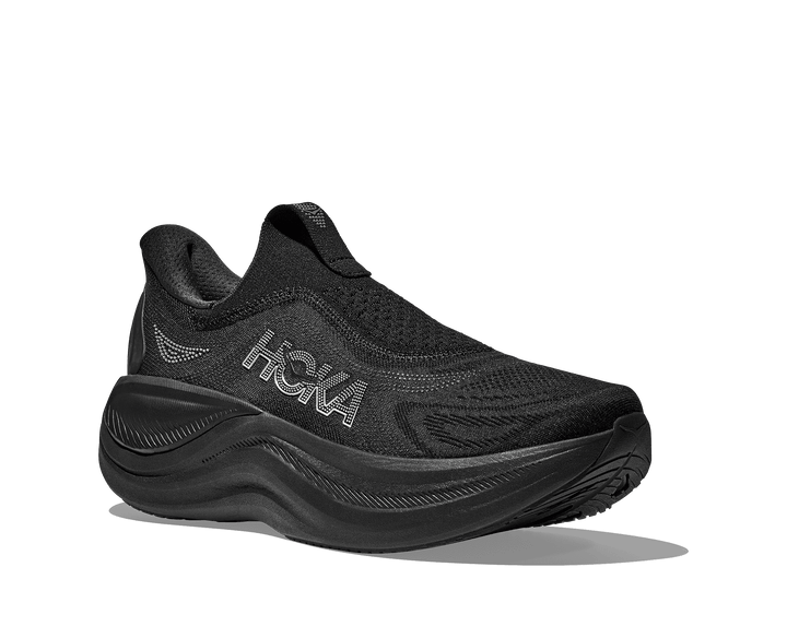 hoka skyward laceless men's | black / black