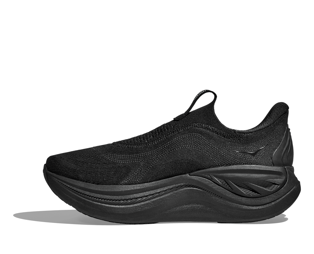 hoka skyward laceless men's | black / black