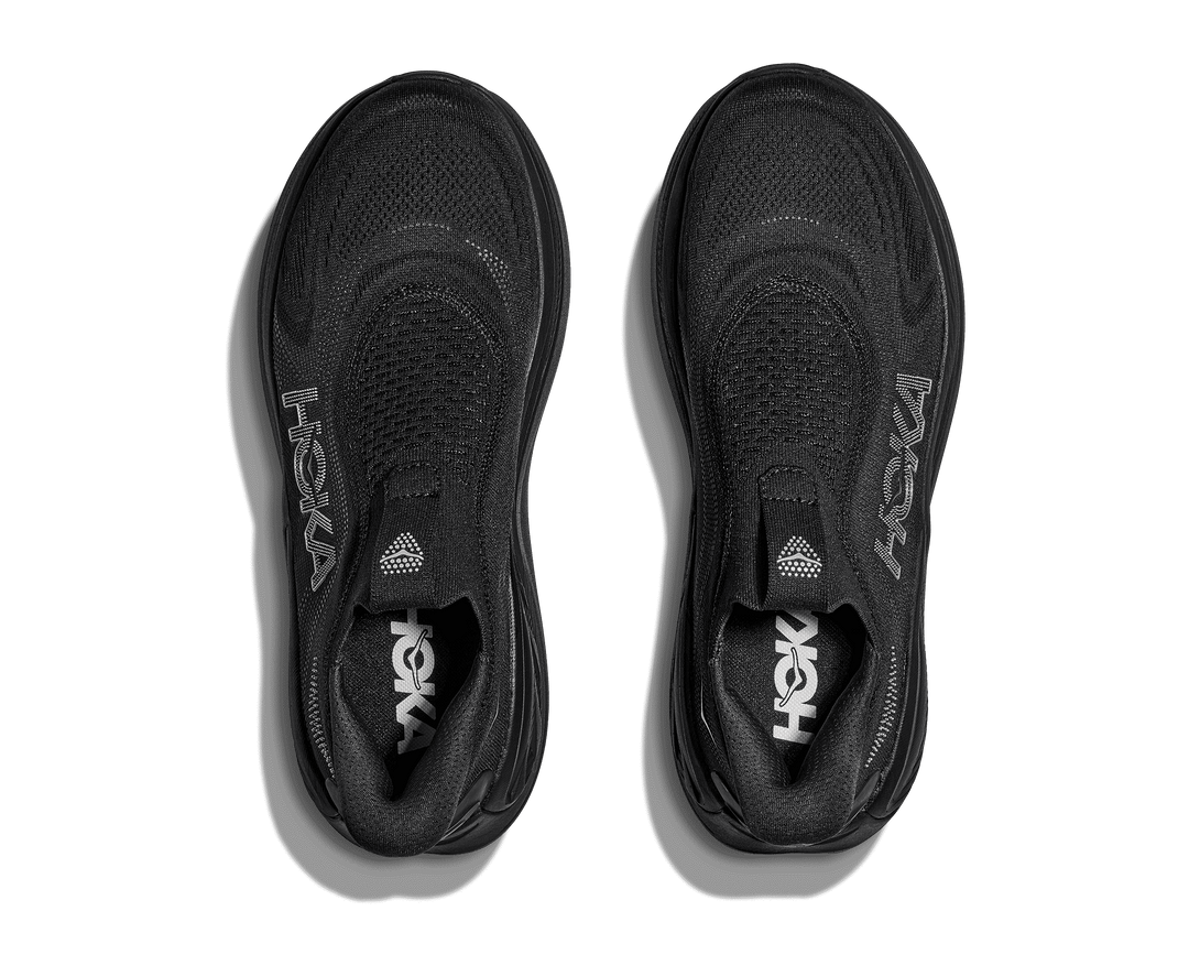 hoka skyward laceless men's | black / black