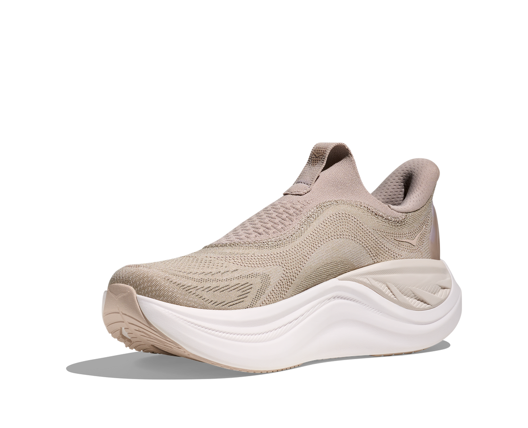 hoka skyward laceless women's | putty / white