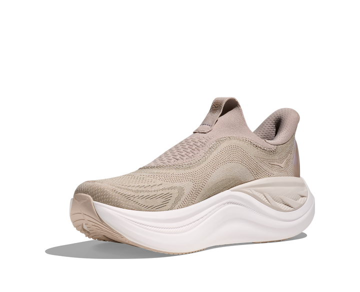 hoka skyward laceless women's | putty / white