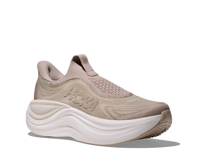 hoka skyward laceless women's | putty / white