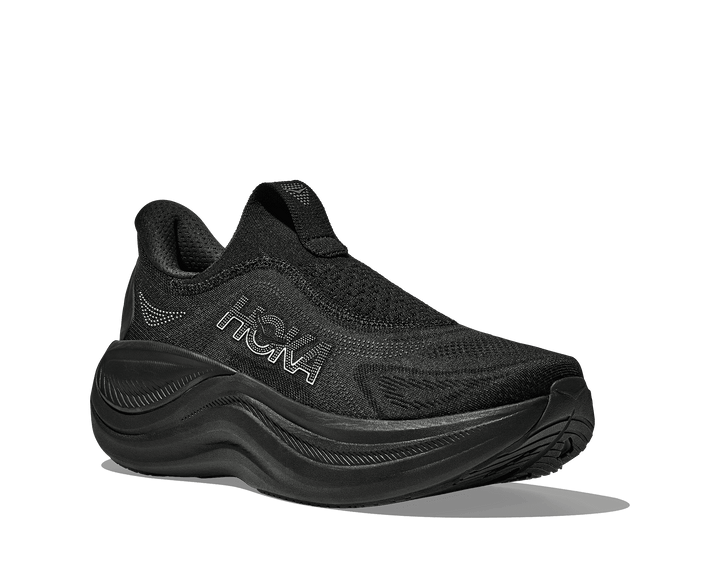 hoka skyward laceless women's | black / black