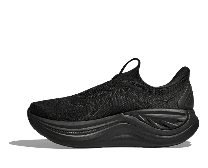 hoka skyward laceless women's | black / black