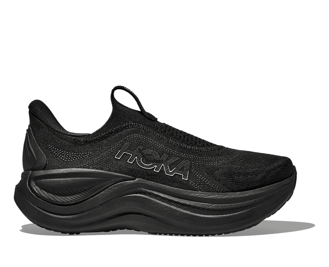 hoka skyward laceless women's | black / black