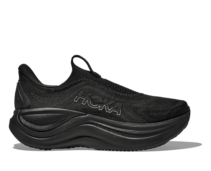 hoka skyward laceless women's | black / black