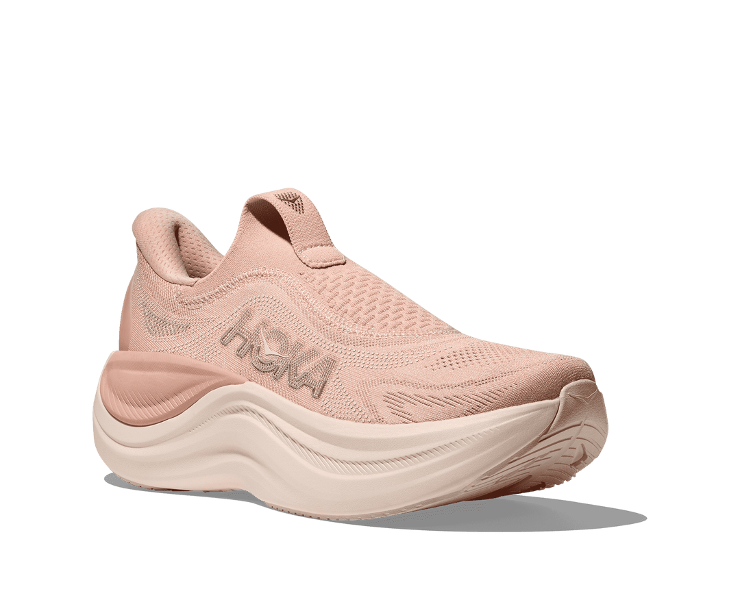 hoka skyward laceless women's | rose latte / rose cream