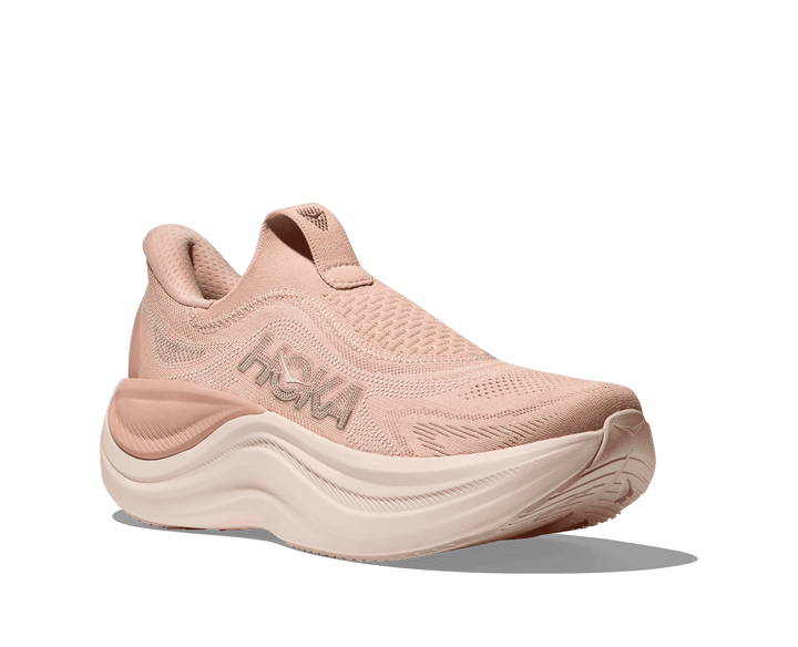 hoka skyward laceless women's | rose latte / rose cream