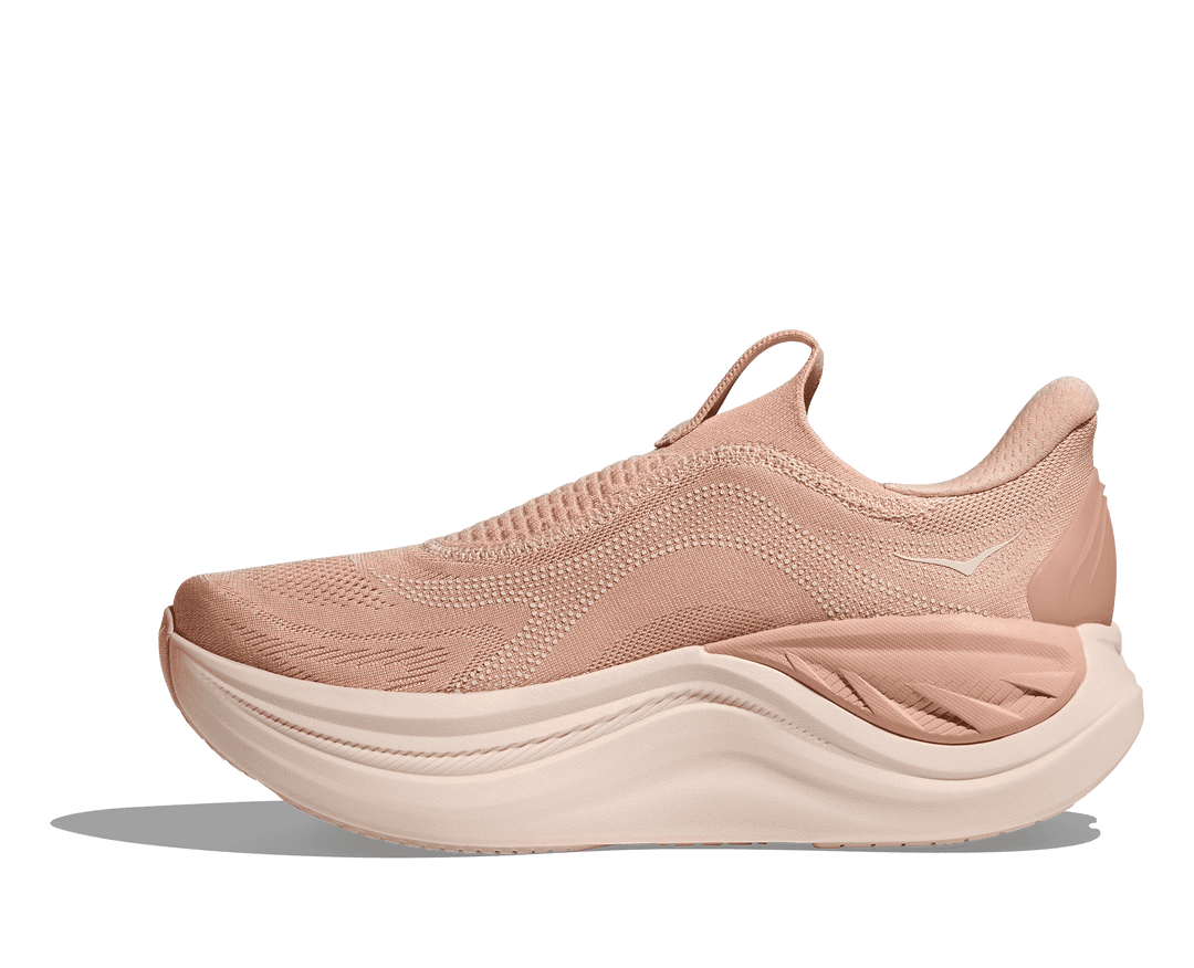 hoka skyward laceless women's | rose latte / rose cream