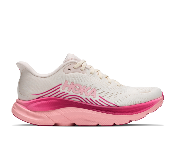 hoka clifton 11 wide women's | rose cream dewy pink