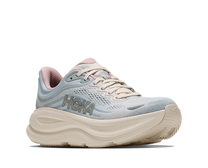 hoka bondi 9 glm wide women's | alabaster mineral blue