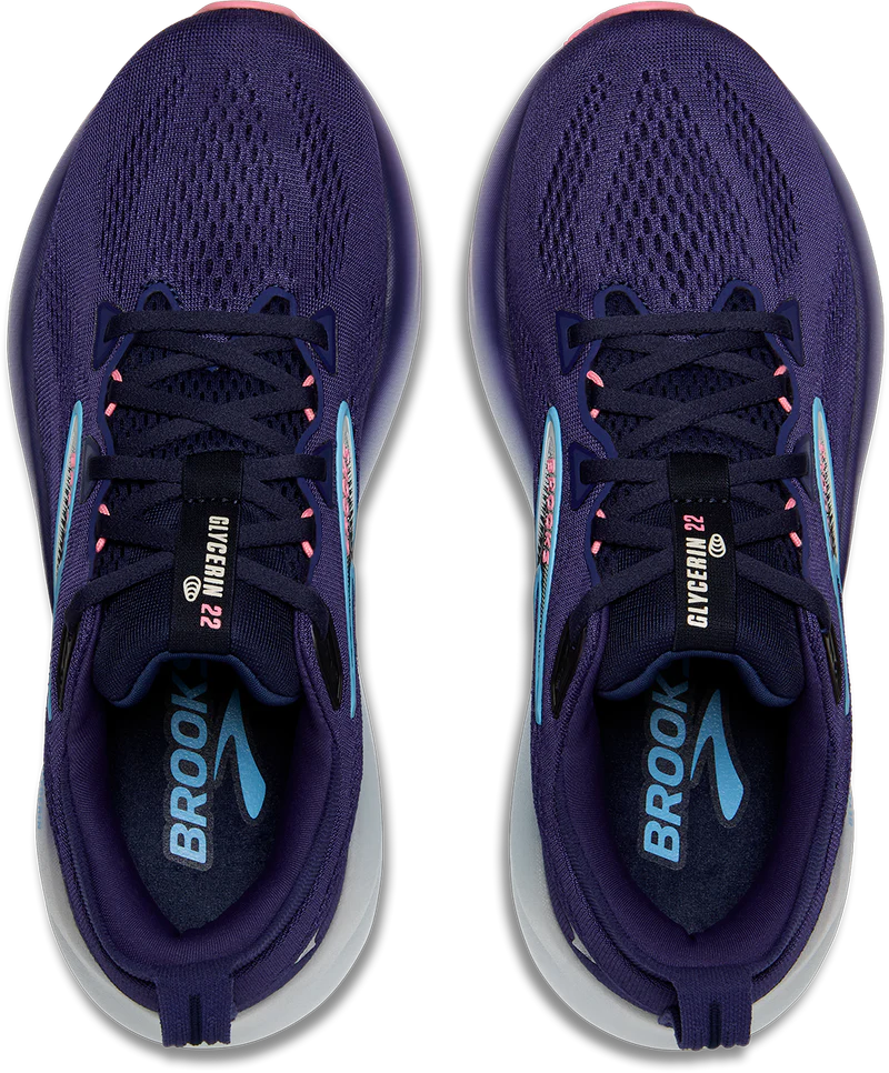 brooks glycerin 22 women's | blue ribbon/peacoat/dianthus