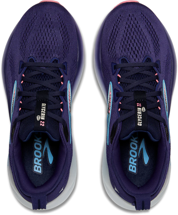brooks glycerin 22 women's | blue ribbon/peacoat/dianthus