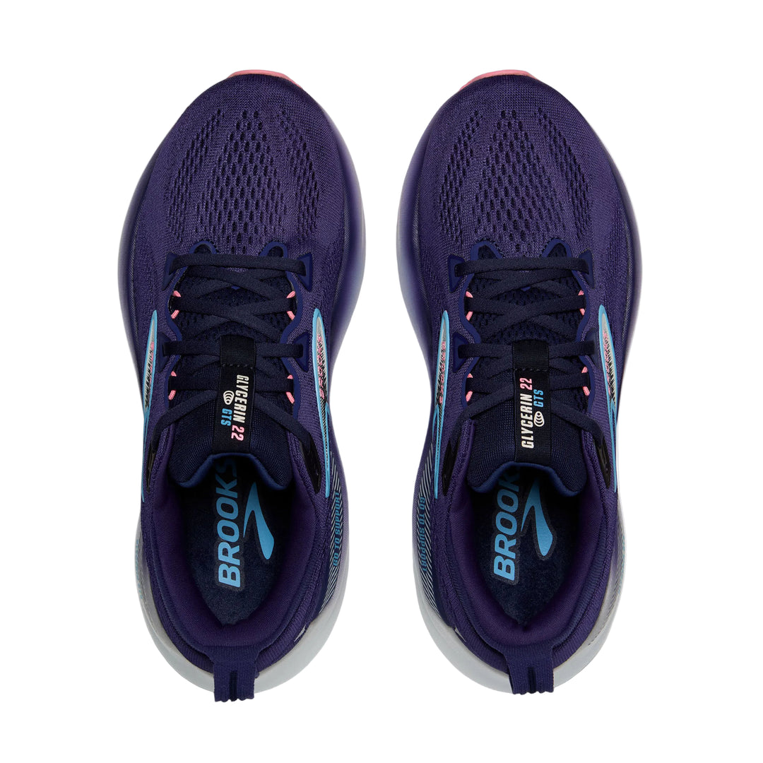 brooks glycerin gts 22 women's | blue ribbon/peacoat/dianthus