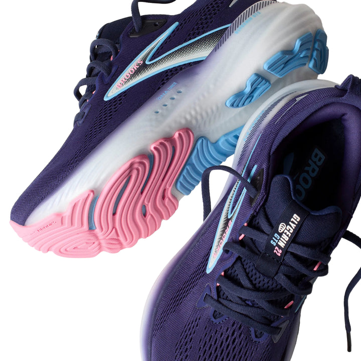 brooks glycerin gts 22 women's | blue ribbon/peacoat/dianthus