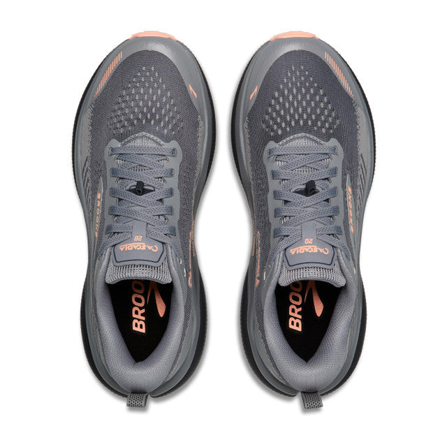 brooks cascadia 20 wide women's | grey grey peach