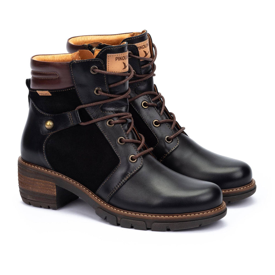 pikolinos san sebastia mid-heel ankle boot women's | black