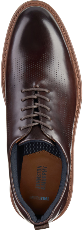johnston murphy upton one-piece perfed plain toe men's | mahogany