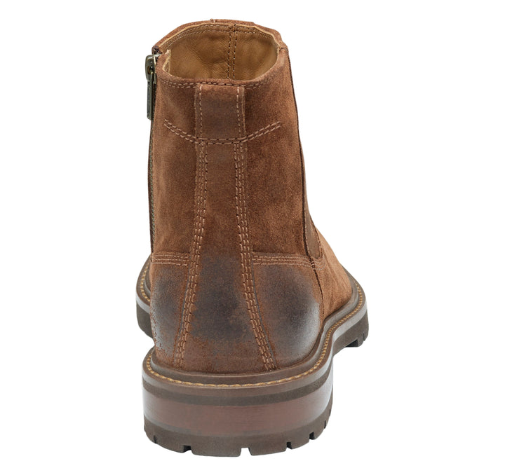 johnston murphy barrett zip men's | brown waxed suede