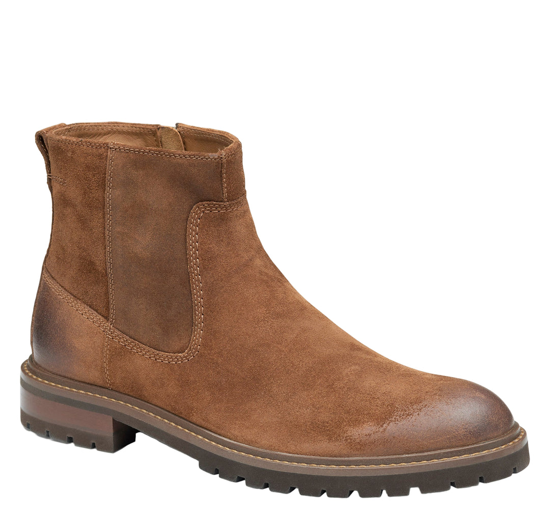 johnston murphy barrett zip men's | brown waxed suede