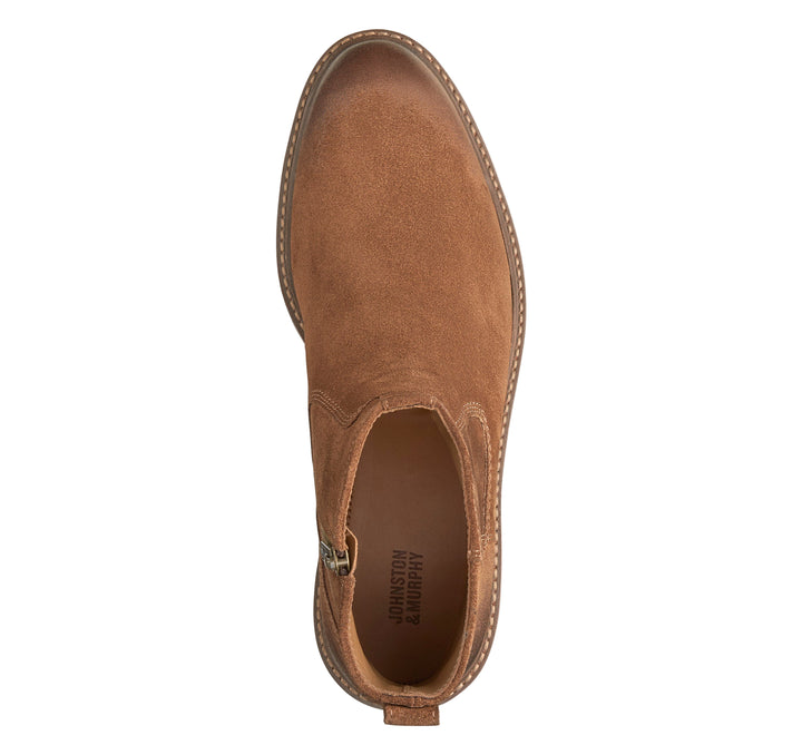 johnston murphy barrett zip men's | brown waxed suede