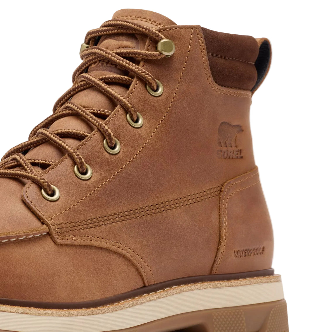 sorel lark-47 moc toe waterproof men's | velvet tan tobacco
