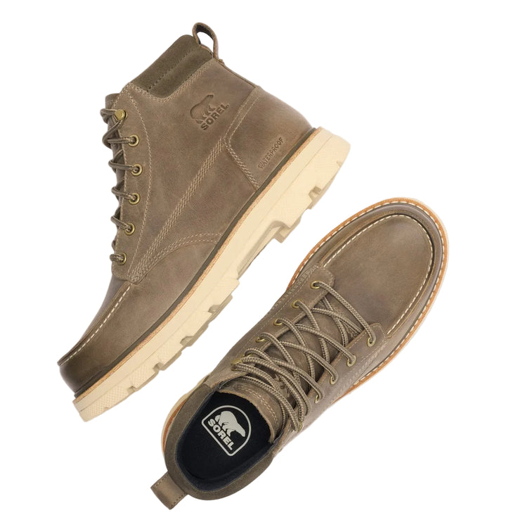 sorel lark-47 moc toe waterproof men's | wet sand major